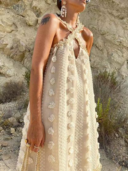 Sleeveless Halter Maxi Summer Dress